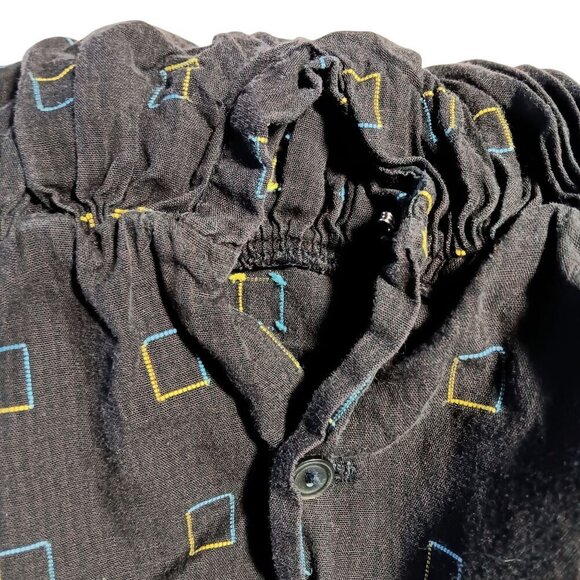 Vintage Girls 4 1950's Atomic Dress Black Geometric Print Belted Waist Cotton - Picture 5 of 5